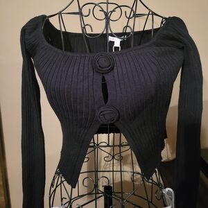 Gianni Bini Black Crop Cardigan